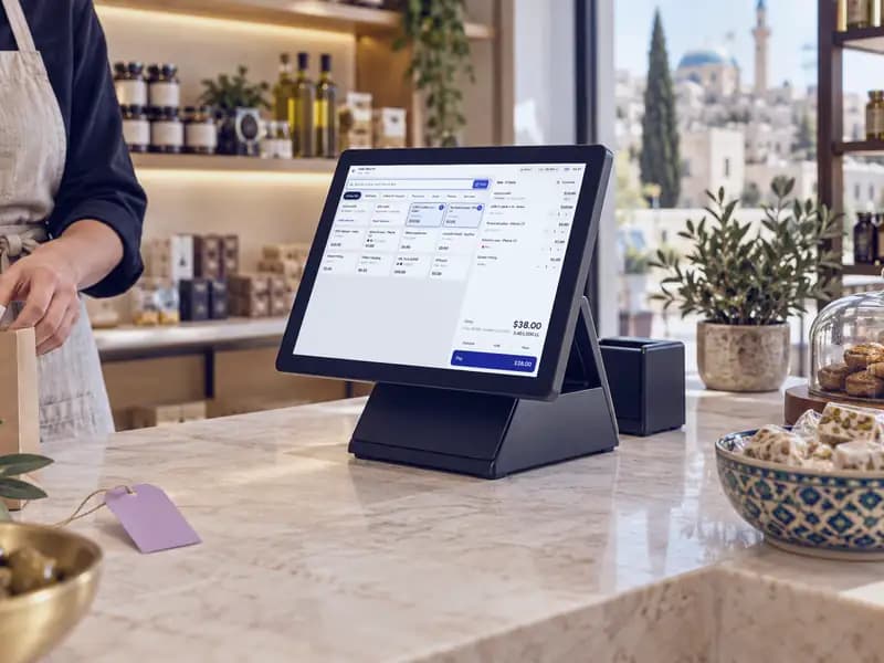 Counter terminal: The till, with a touch screen or a keyboard and scanner.